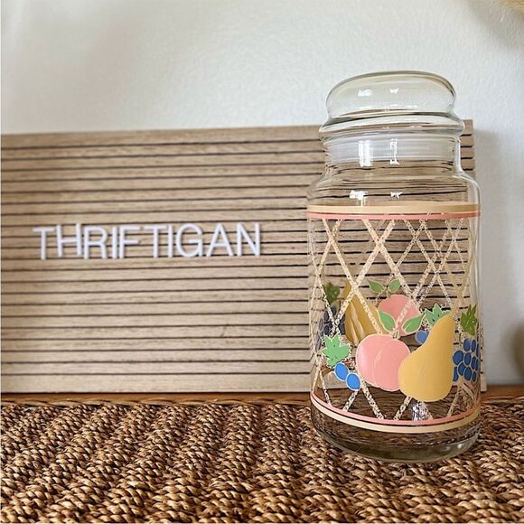 Corningware LIBBY Vintage Glass Canister Jar with Lid Corelle Abundance Fruit - Picture 5 of 6